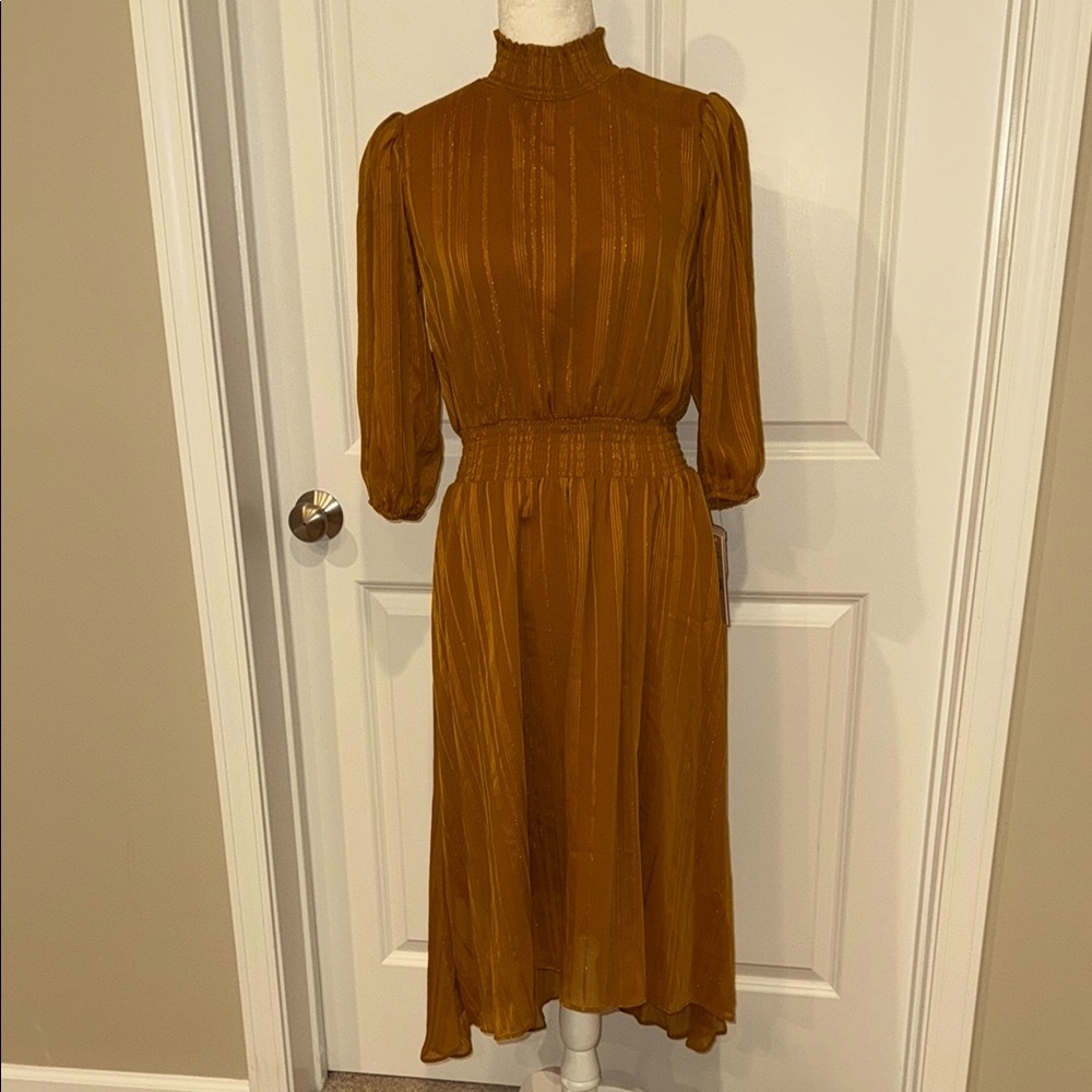Nanette Lepore Long Sleeve Dress in Warm Brown